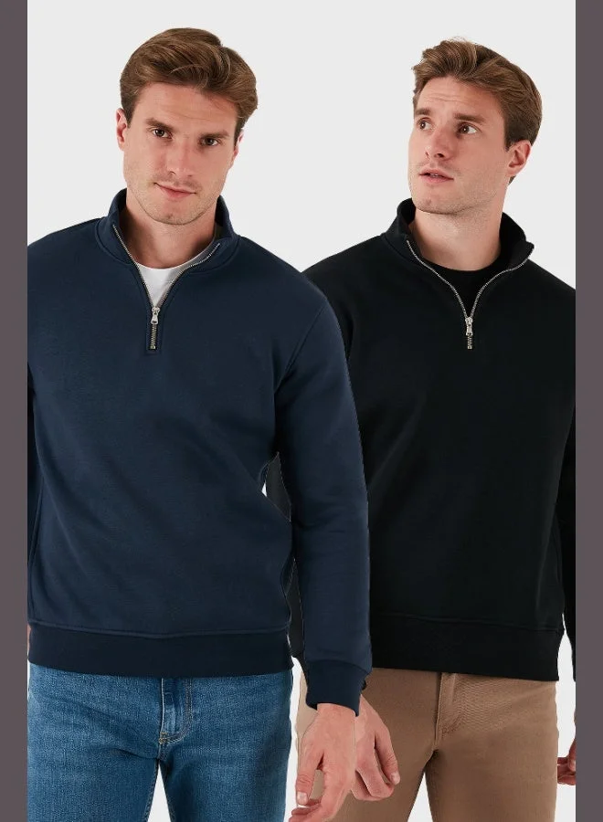 Buratti  Buratti Cotton Regular Fit Stand-Up Collar 2-Pack Men's Sweatshirt 59052592S2 for Men | Best Price UAE