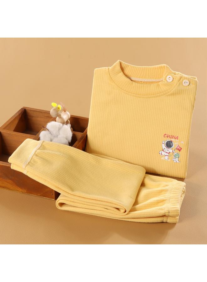 New Children's Warm Velvet Suit Boys Girls Baby Homewear Pajamas Middle And Big Children's Autumn Clothes Long Pants Children's Clothing 
