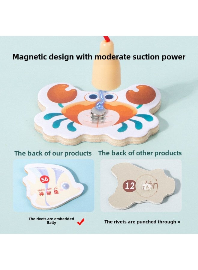 Children's Magnetic Fishing Toy 1 A 3 Year Old 2 Boys And Girls 6 Educational Children Toddler Baby Two And A Half Years Old Gift-Color:Double-sided Type A - 31 Fish + 2 Rods + 31 Cards + Scene Picture 【portable Drum】 - Image 5