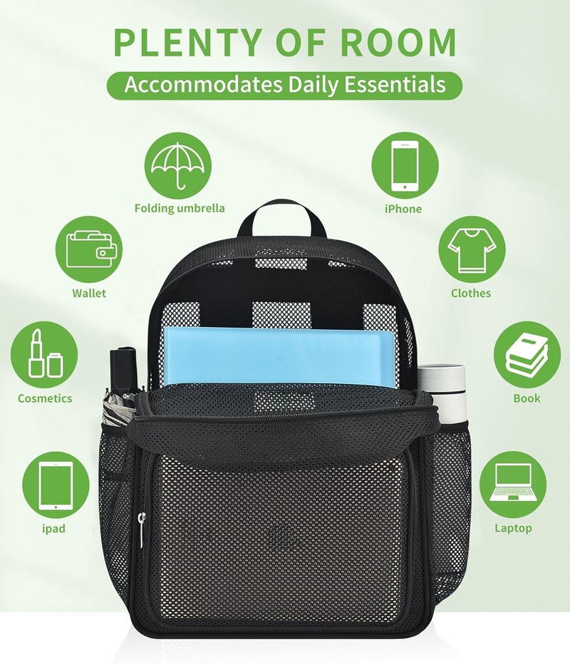 MAYTREE Mesh Backpack for School Beach Swimming Outdoor Fitness, Heavy Duty Mesh Bookbag with Sturdy Mesh Material - Image 5