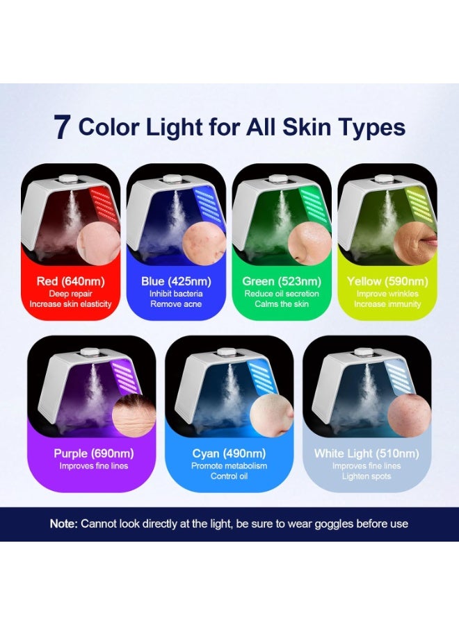 7 Color LED Light Therapy Machine with Nano Cold Mist Spray, Professional PDT Facial Skin Rejuvenation Device for Acne Treatment, Anti-Aging, Wrinkle Removal & Skin Brightening - Face & Body Spa PDT Light Therapy, LED Face Mask Machine, Nano Mist Sprayer, Skin Tightening, Cold Steam, Beauty Device, Professional Salon Quality. - Image 2