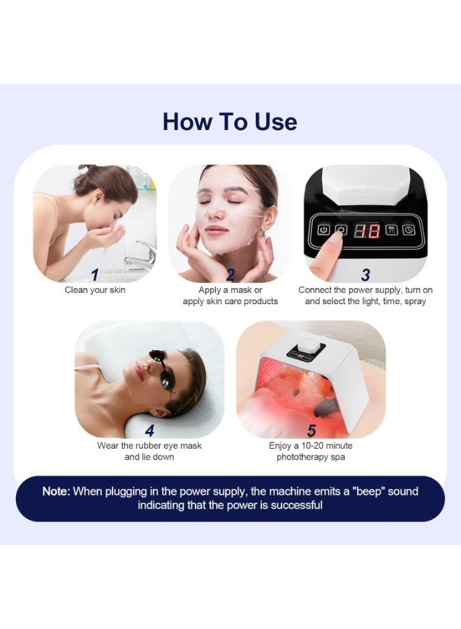 7 Color LED Light Therapy Machine with Nano Cold Mist Spray, Professional PDT Facial Skin Rejuvenation Device for Acne Treatment, Anti-Aging, Wrinkle Removal & Skin Brightening - Face & Body Spa PDT Light Therapy, LED Face Mask Machine, Nano Mist Sprayer, Skin Tightening, Cold Steam, Beauty Device, Professional Salon Quality. - Image 5