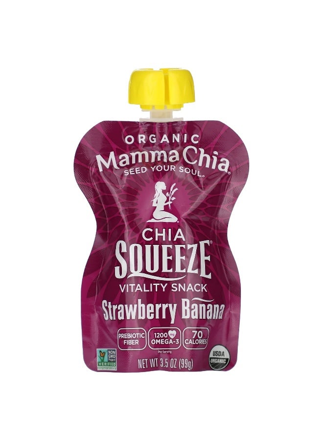 Mamma Chia Mamma Chia, Organic Chia Squeeze Vitality Snack, Strawberry Banana, 4 Pack, 3.5 oz (99 g) Each  - Image 3