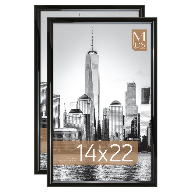 MCS Trendsetter 14x22 Poster Frame Black High-Gloss, Vertical & Horizontal Wall Hanging Large Picture Frame for Photos, Posters & Art Prints (2-Pack) - Image 1