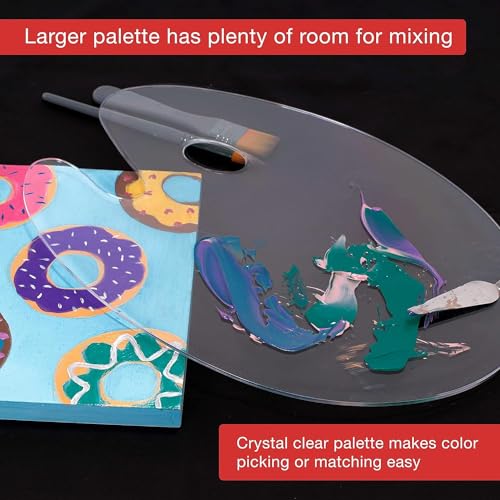 DEZIINE�1PCS Clear Oval-Shaped Acrylic Painting Palette - Thick Transparent Plastic Artist Paint Color Mixing Tray - Non-Stick, Easy Clean, Mix Acrylic, Oil - Adults, Kids, Students ((10 X 6) INCH) - Image 4