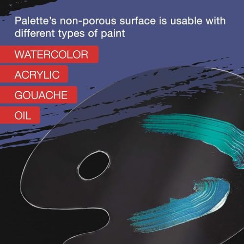 DEZIINE�1PCS Clear Oval-Shaped Acrylic Painting Palette - Thick Transparent Plastic Artist Paint Color Mixing Tray - Non-Stick, Easy Clean, Mix Acrylic, Oil - Adults, Kids, Students ((10 X 6) INCH) - Image 3