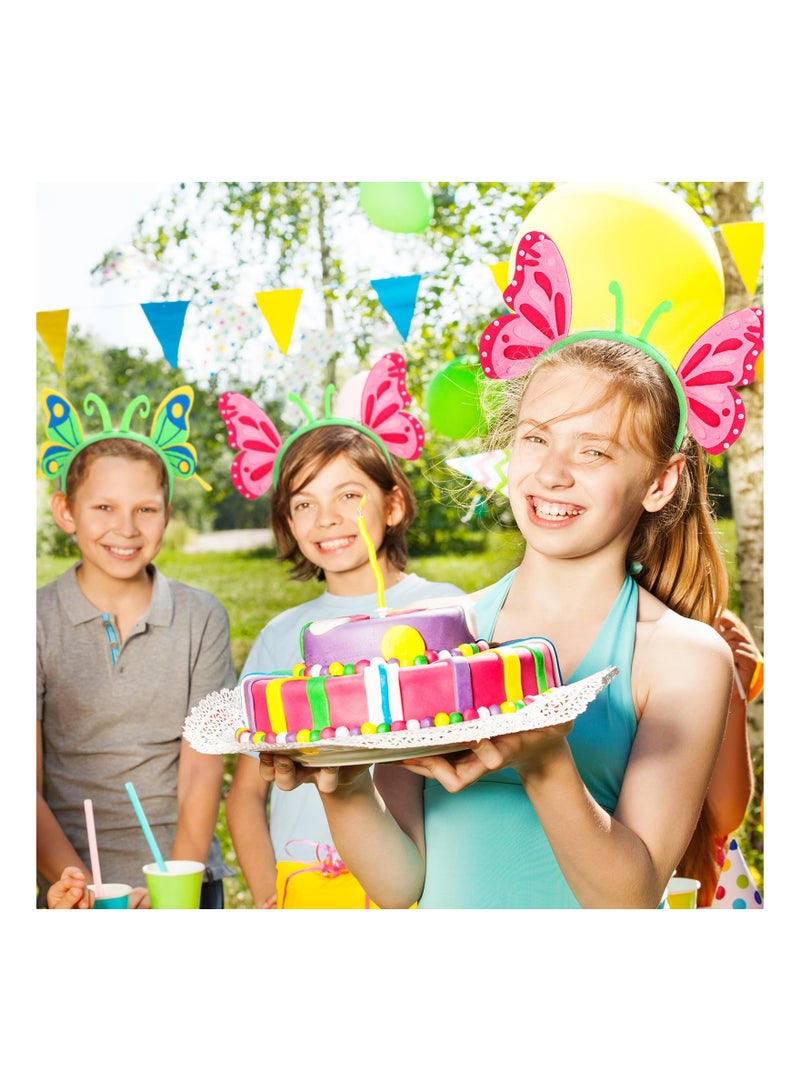 SYOSI 4 Pack Butterfly Headbands Felt Adjustable Wing Pink and Green Headwear for Kids Brithday Favor Children's Hair Hoops Kindergarten Performance Props Accessories Ball Head Ladybug - Image 3