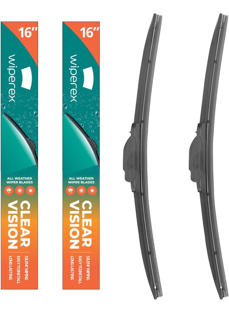 ويبيركس WiperEX 16" + 16" Wiper Blades – Silent, Streak-Free, Anti-Lift, Durable Natural Rubber Pair (Pack of 2) - Image 1