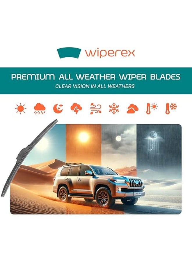 ويبيركس WiperEX 16" + 16" Wiper Blades – Silent, Streak-Free, Anti-Lift, Durable Natural Rubber Pair (Pack of 2) - Image 2