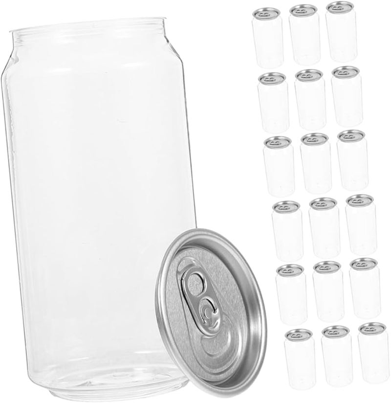 20pcs Empty PET Juice Bottles With Lids For Beverages Milk Portable - Image 1