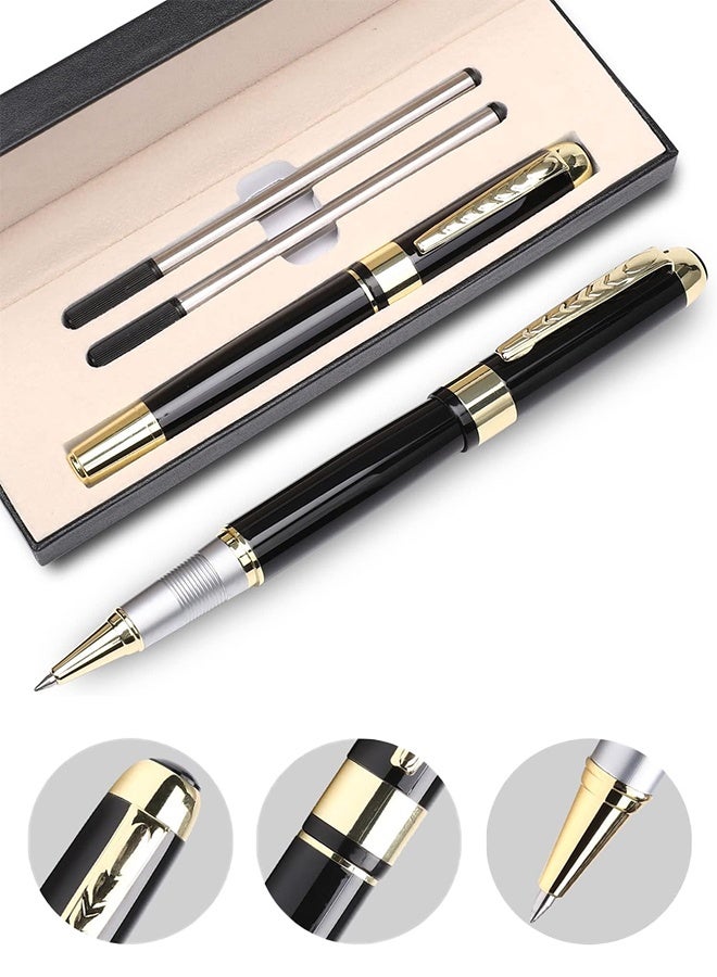 GIFT Ballpoint Pen Luxury Ballpoint Line Black Refill width 0.5mm Gift Set for Men & Women Professional Executive,Office,Nice BallPens Classy Gift Box (Black) - Image 1
