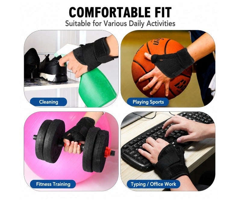 HASTE Thumb and Wrist Support Brace - Adjustable Splint with Reinforced Bars - Reversible Left and Right - Black - Image 2