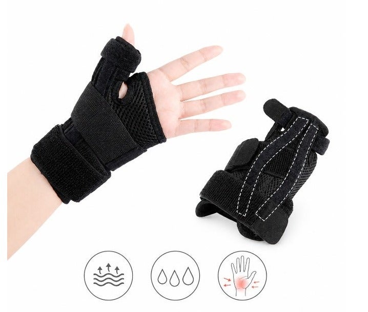 HASTE Thumb and Wrist Support Brace - Adjustable Splint with Reinforced Bars - Reversible Left and Right - Black - Image 3