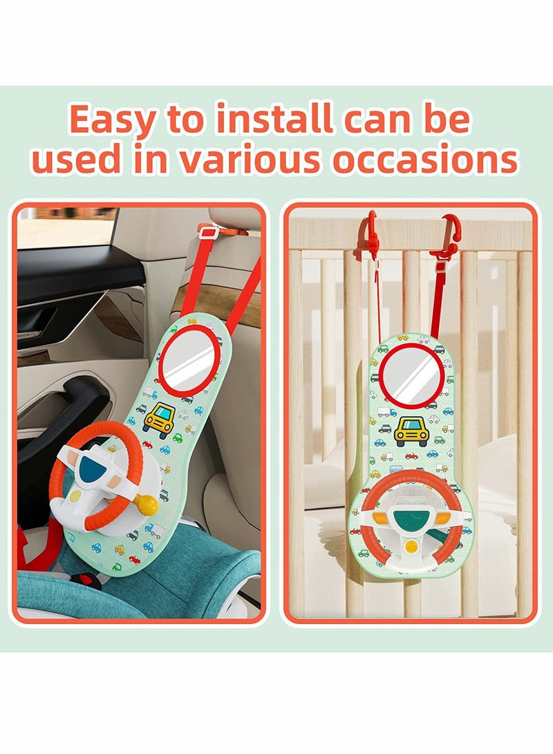 Infant Car Seat Play Toys with Mirror, Musical Steering Wheel and Light Features for Engaging Travel Fun  - Image 5