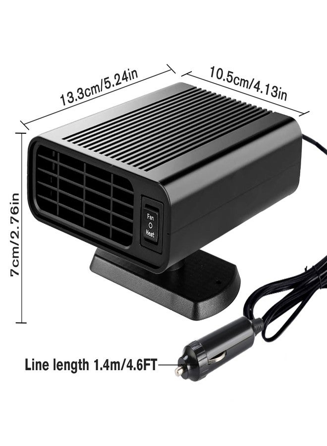 Fun Gift Car Heater, 12V portable car heater and defroster-150W Car Heater Defroster Automobile Windscreen Fan with 360° Rotatable Base, Black - Image 2