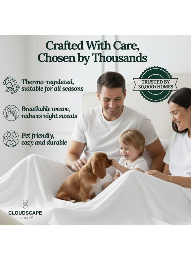 CloudScape Linen Cloud Scape Linen Engineered Dual-Ply Egyptian Cotton King Size Sheet Set – Long-Staple Sateen Weave, 4-Piece Soft Hotel Quality Bedding Set,Deep Pockets Up to 16”, White - Image 4