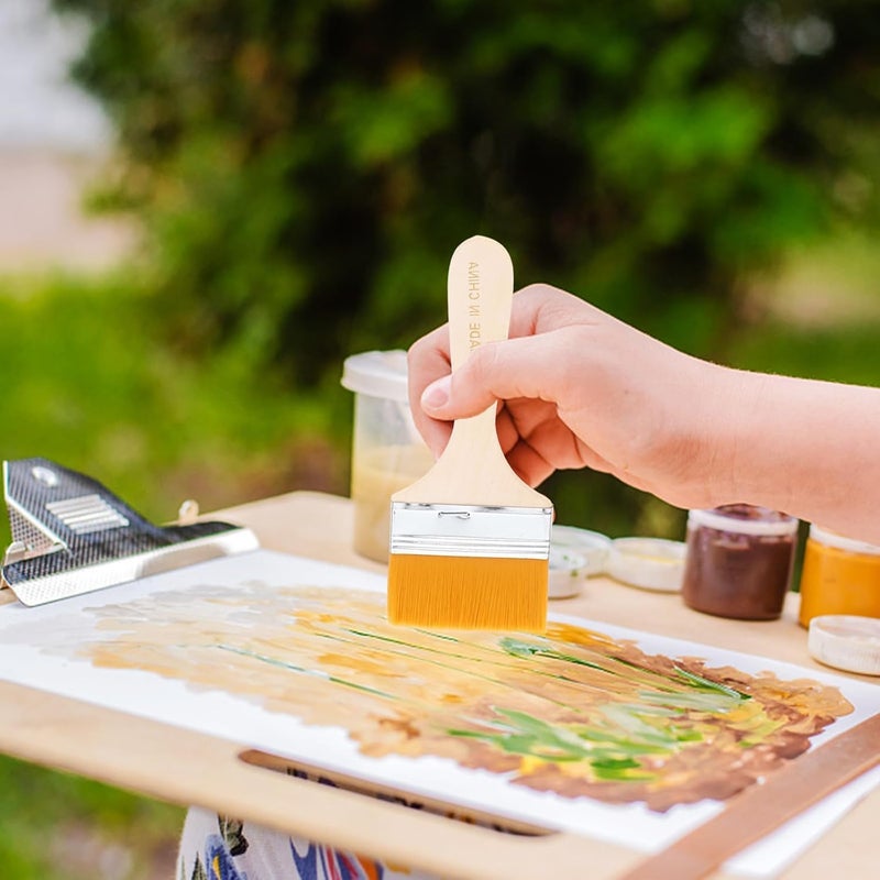 Drumstone (𝗦𝗽𝗲𝗰𝗶𝗮𝗹 𝟭𝟬 𝗬𝗲𝗮𝗿𝘀 𝗪𝗮𝗿𝗿𝗮𝗻𝘁𝘆) 12 Nylon Art Brushes - Versatile Set for Watercolor, Acrylic, Tempera - Durable, Easy to Clean, Ideal for Artists & Kids - Image 2