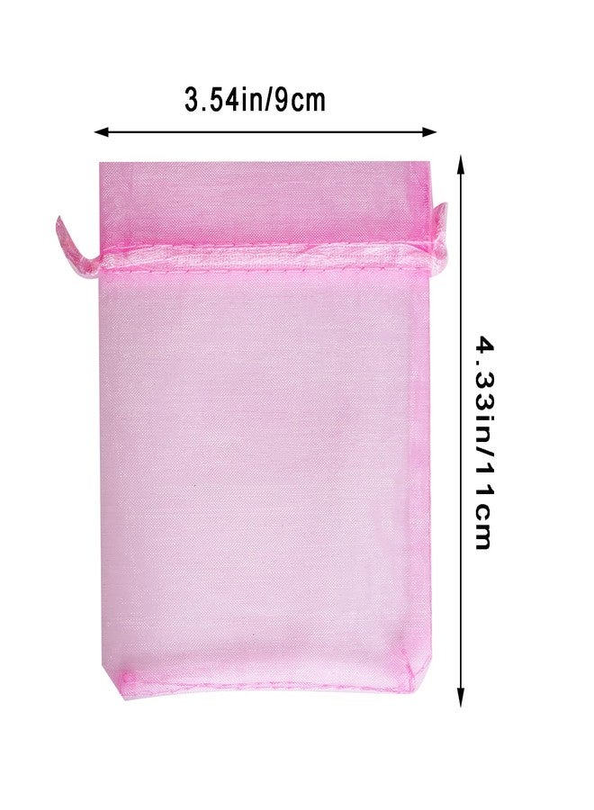 Bskifnn 100pcs Organza Bags - Satin Drawstring Pouch for Mother's Day, Valentine's Day, Halloween, Wedding, Party Favors & Jewelry - 3.54''x4.33'' (9x11cm) (Pink) - Image 2