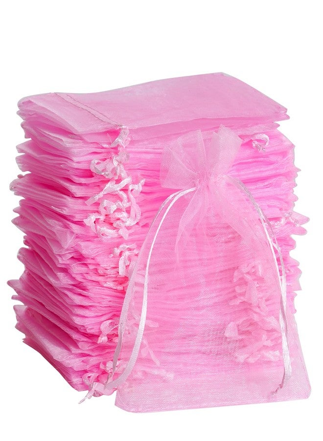 Bskifnn 100pcs Organza Bags - Satin Drawstring Pouch for Mother's Day, Valentine's Day, Halloween, Wedding, Party Favors & Jewelry - 3.54''x4.33'' (9x11cm) (Pink) - Image 1