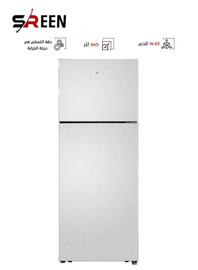 SREEN Double Door Refrigerator 16.43 Feet 465 L 100 W SRTM-465NF Silver - Image 1