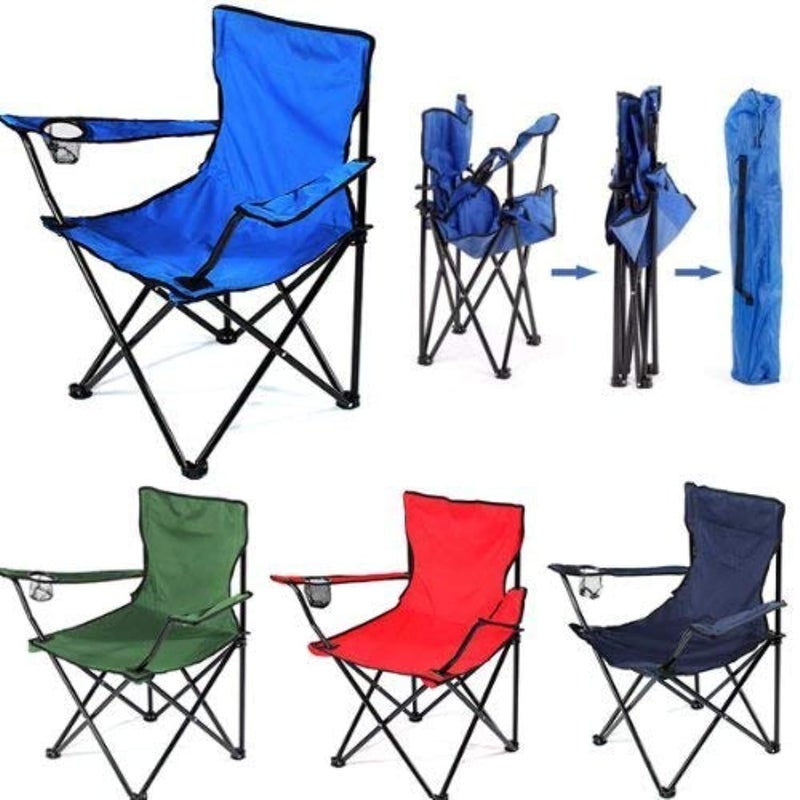 Sampton Folding Chairs for Adults Portable Outdoor Camping Chair for Courtyard Hiking Fishing Picnic Travelling Garden Chairs for Balconies with Carry Bag 1 Piece Color May Be Vary - Image 1