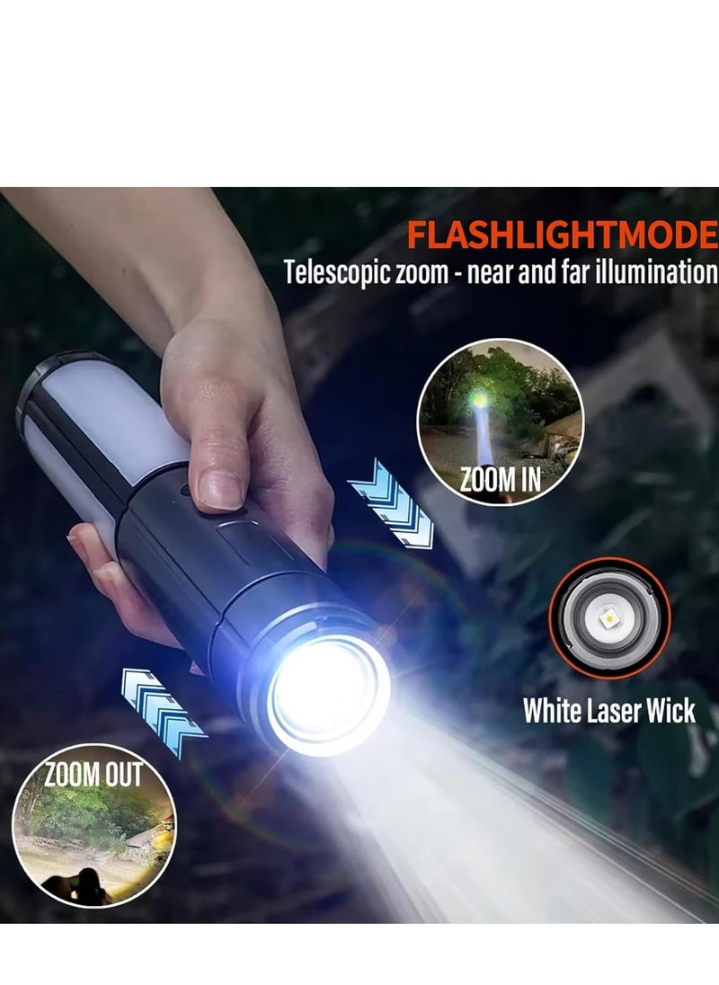 موكسوم - مصباح تخييم LED من MOXOM، فانوس خارجي محمول ساطع، فانوس تلسكوبي قابل لإعادة الشحن، ضوء خيمة مقاوم للماء، مصباح خارجي، مصباح يدوي محمول، مصباح متعدد الأغراض - Image 1