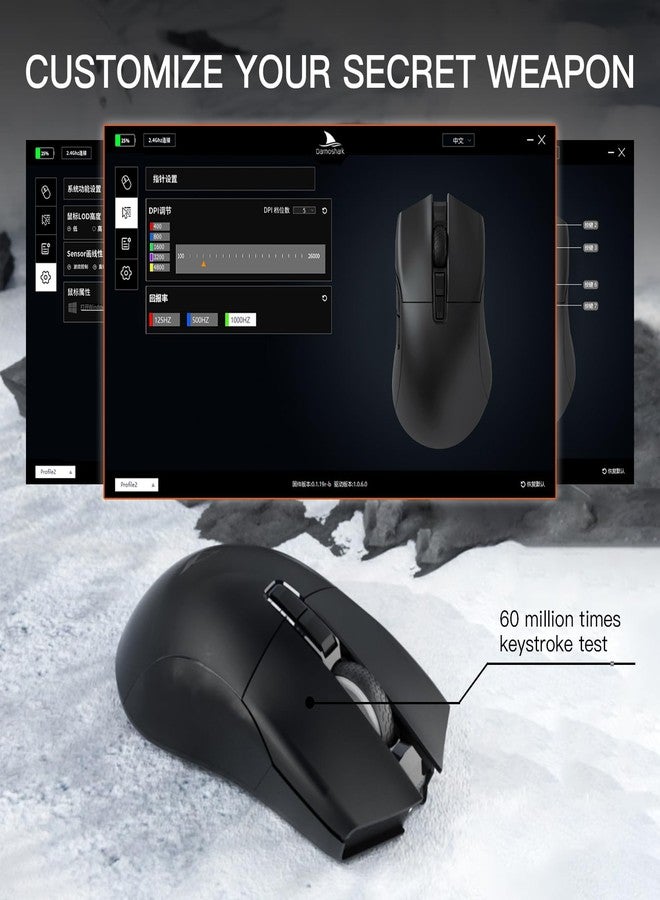 Darmoshark N3PRO 8K Wireless Gaming Mouse,Tri-Mode 2.4G/USB-C/Bluetooth Mouse Up to 26000DPI,PAW3395 Optical Sensor Lightweight 64g,7 programmable Button,Computer Mouse for Laptop,PC,Windows,Linux-B - Image 3