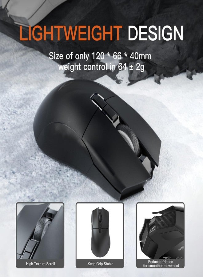 Darmoshark N3PRO 8K Wireless Gaming Mouse,Tri-Mode 2.4G/USB-C/Bluetooth Mouse Up to 26000DPI,PAW3395 Optical Sensor Lightweight 64g,7 programmable Button,Computer Mouse for Laptop,PC,Windows,Linux-B - Image 4