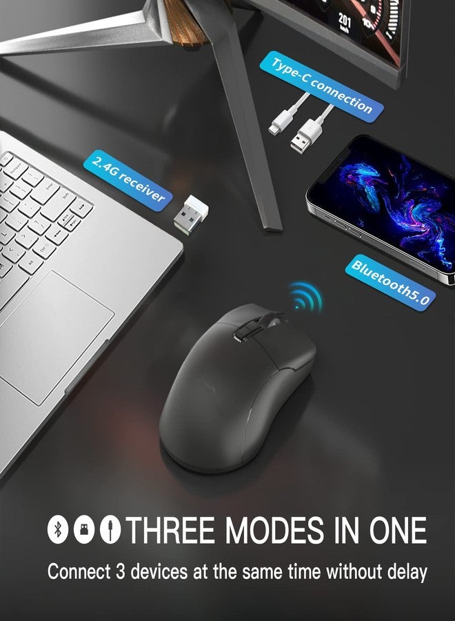 Darmoshark N3PRO 8K Wireless Gaming Mouse,Tri-Mode 2.4G/USB-C/Bluetooth Mouse Up to 26000DPI,PAW3395 Optical Sensor Lightweight 64g,7 programmable Button,Computer Mouse for Laptop,PC,Windows,Linux-B - Image 2
