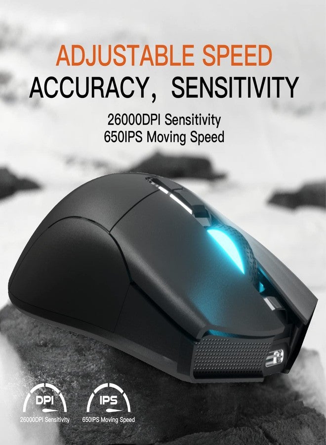 Darmoshark N3PRO 8K Wireless Gaming Mouse,Tri-Mode 2.4G/USB-C/Bluetooth Mouse Up to 26000DPI,PAW3395 Optical Sensor Lightweight 64g,7 programmable Button,Computer Mouse for Laptop,PC,Windows,Linux-B - Image 5