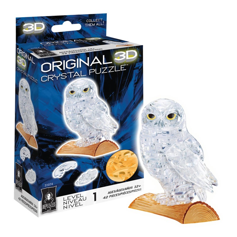 BePuzzled | Owl Original 3D Crystal Puzzle, Ages 12 and Up, Owl, Clear - Image 1
