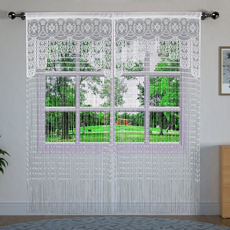 YaoYue Macrame Lace Door String Curtain for Doorways Room Divider Doorway Hippie Window Panel Room Divider Wall Closet Curtains for Bedroom Closet Door Drapes Decorations (35?79in/90?200cm White) - Image 3