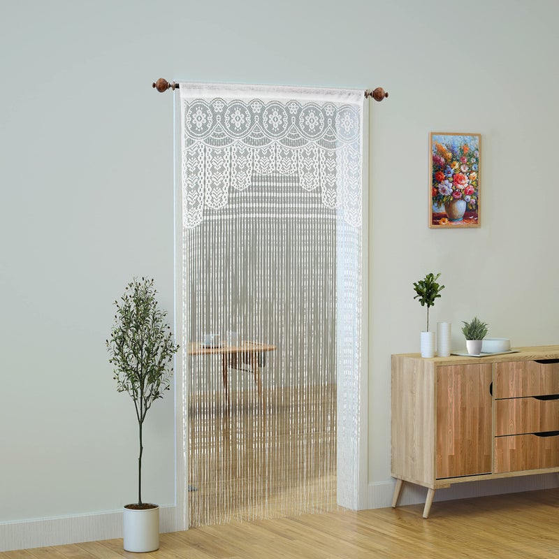 YaoYue Macrame Lace Door String Curtain for Doorways Room Divider Doorway Hippie Window Panel Room Divider Wall Closet Curtains for Bedroom Closet Door Drapes Decorations (35?79in/90?200cm White) - Image 2