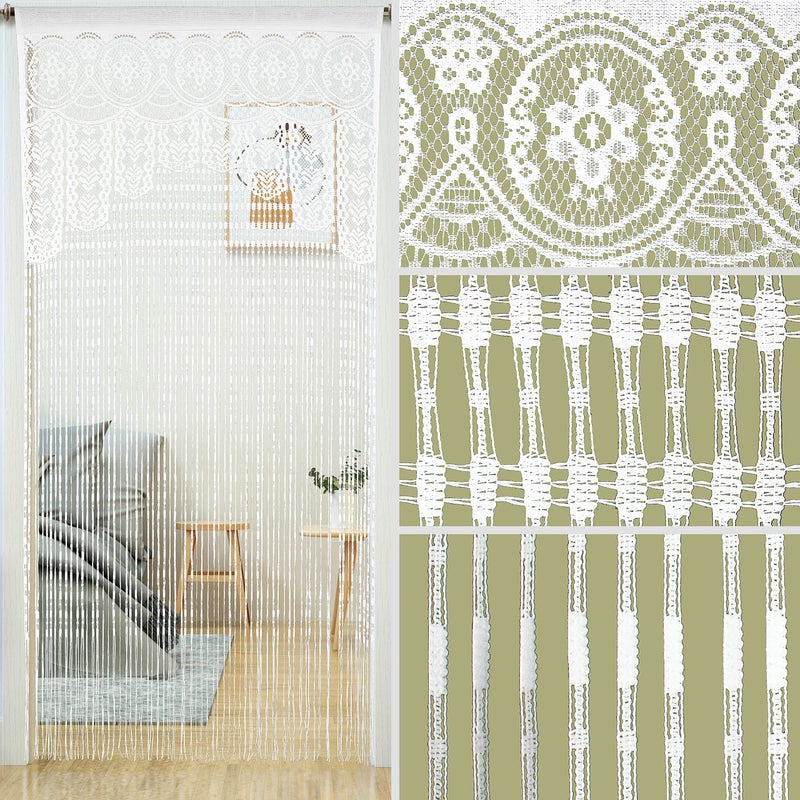 YaoYue Macrame Lace Door String Curtain for Doorways Room Divider Doorway Hippie Window Panel Room Divider Wall Closet Curtains for Bedroom Closet Door Drapes Decorations (35?79in/90?200cm White) - Image 4