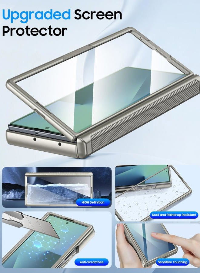 BSNRM for Samsung Galaxy Z Fold 7 Case with Card Holder RFID Blocking, Built in Slide Lens Cover & Hinge Protection & Screen Protector, Shockproof Wallet Case for Z Fold 7 (Titanium Gold) - Image 5
