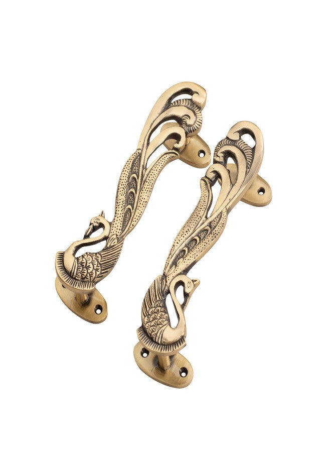 DEVDECOR Handcrafted Brass Peacock Door Handles - Traditional Ornate Main Door Handle for Home, Wardrobe, Cabinets, Drawers & Furniture Door Accessories Décor - Image 5