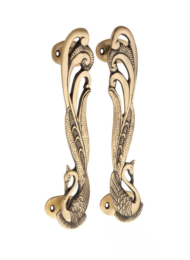 DEVDECOR Handcrafted Brass Peacock Door Handles - Traditional Ornate Main Door Handle for Home, Wardrobe, Cabinets, Drawers & Furniture Door Accessories Décor - Image 2