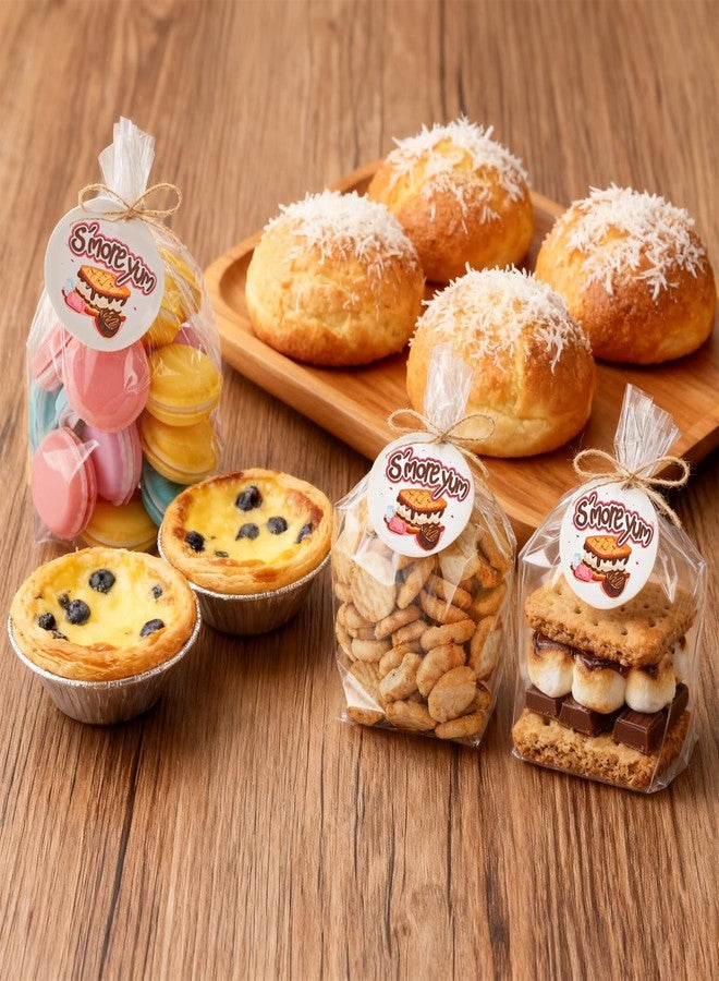 Jowgut 200 Pieces S'more bags, Gusseted Cellophane Bags with Favor Tag Twine, 6 x 7 Inches Cookie Treat Bag Clear Favor Bag for Candy Dessert Bakery Chocolate Wedding Party Favors - Image 5