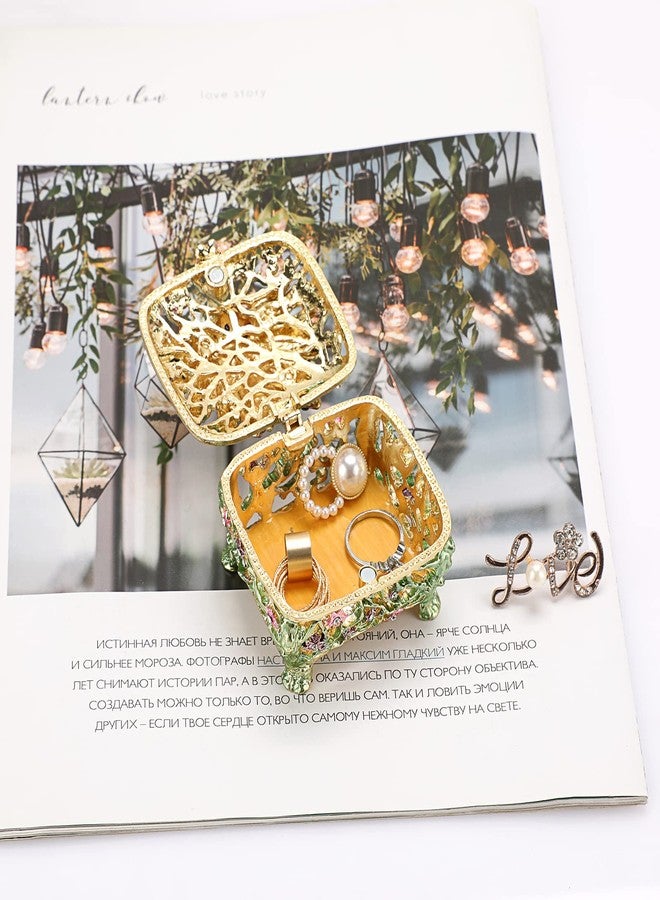 ELLDOO Mini Peacock Trinket Box, Vintage Metal Enameled Decorative Box Ring Earrings Jewelry Organizer Gift Box for Girl Women - Image 5