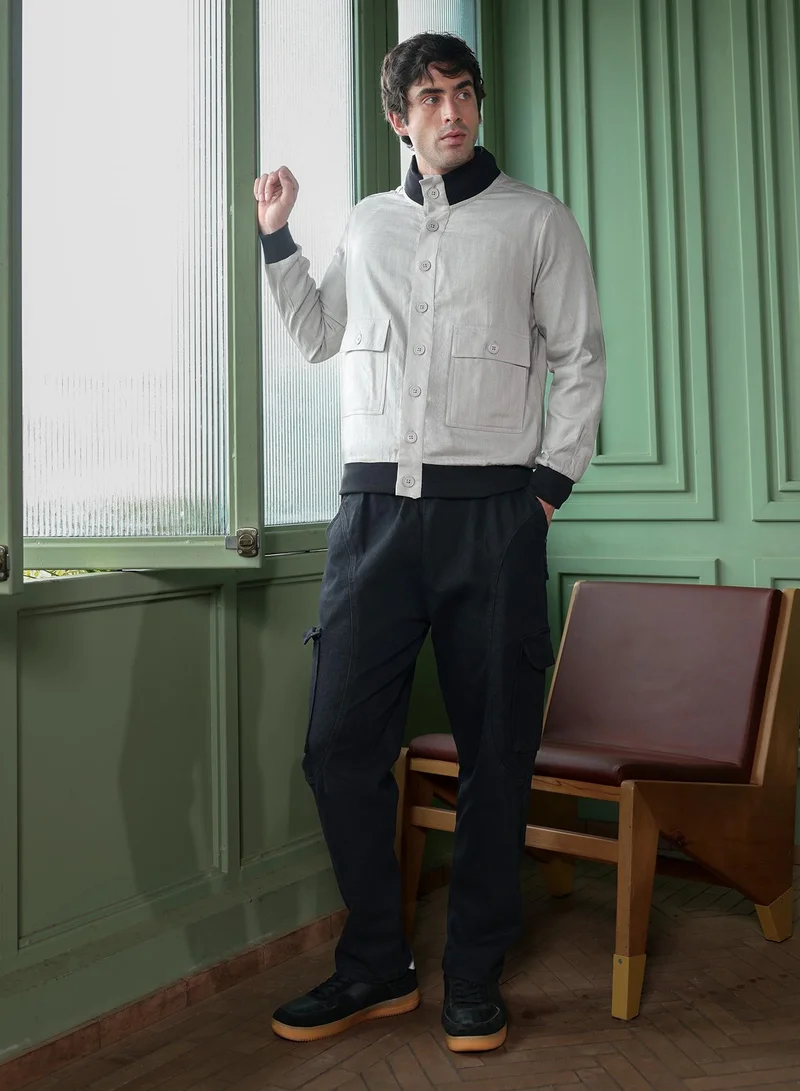 CAHOOT  Men's Cloud Grey Tactile-Utility Bomber Jacket for Men | Best Price UAE