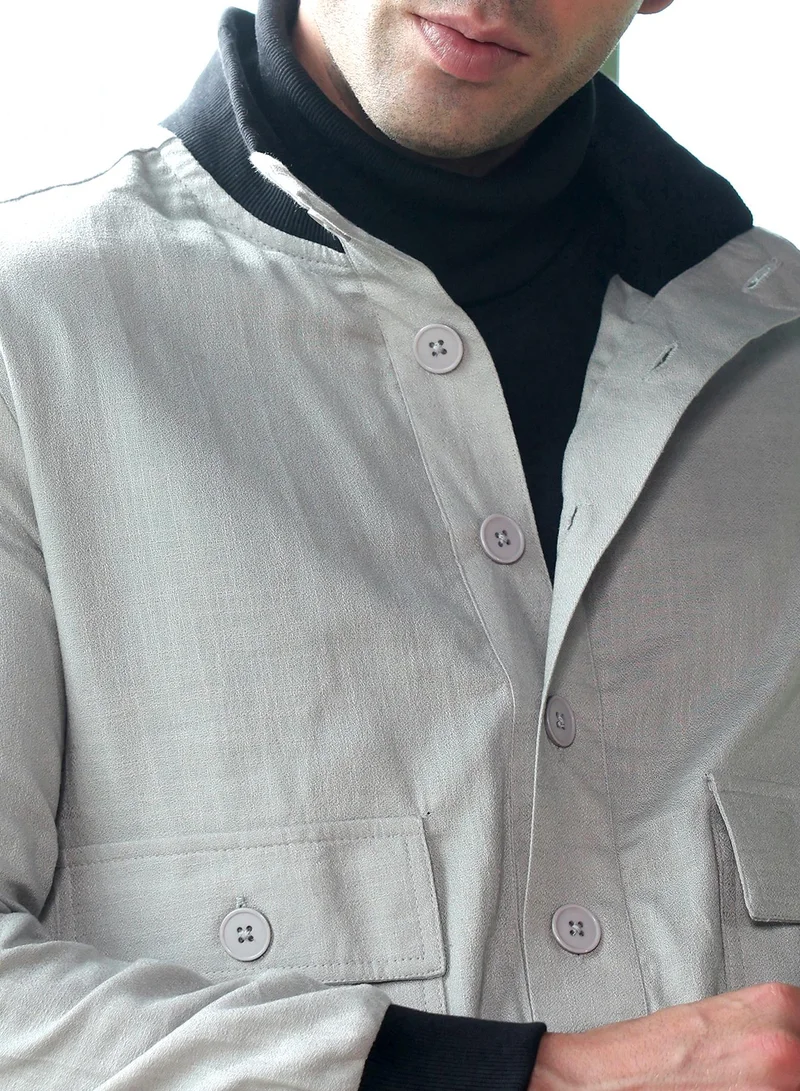 CAHOOT  Men's Cloud Grey Tactile-Utility Bomber Jacket for Men | Best Price UAE