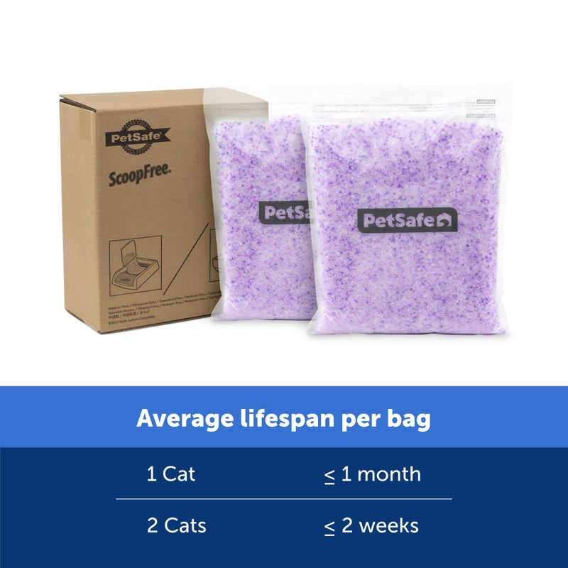 PetSafe ScoopFree Premium Crystal Cat Litter - Outperforms Clay Litter - Refill Packs - Reusable Tray Compatible - Lavender Scent - 4.3 lb Bags - 2 Pack - Image 5