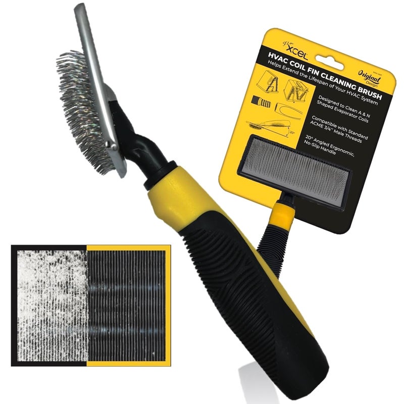 Xcel Coil Cleaning Fin Brush for AC Evaporator and Condenser Coils – HVAC Coil Cleaner | Stainless Steel Pins - Improve Efficiency, Prevent Ice Build-Up, Easy AC Maintenance - Image 1