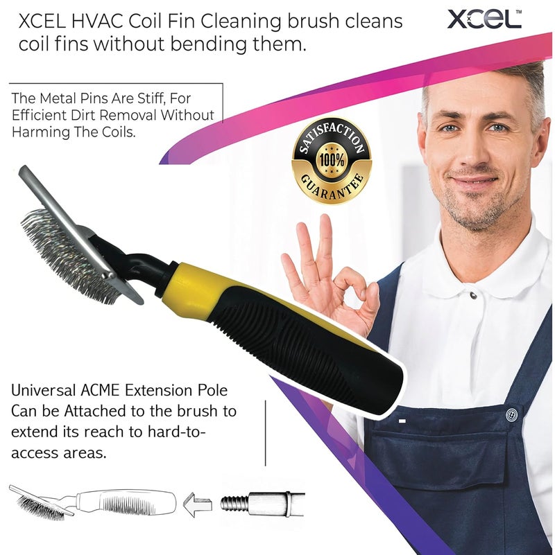 Xcel Coil Cleaning Fin Brush for AC Evaporator and Condenser Coils – HVAC Coil Cleaner | Stainless Steel Pins - Improve Efficiency, Prevent Ice Build-Up, Easy AC Maintenance - Image 5