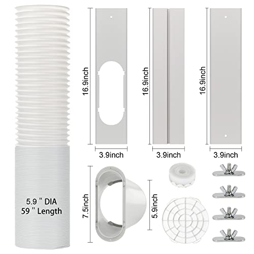 GUEQUITLEX Portable AC Window Vent Kit with 5.9” Exhaust Hose Window Seal Kit for Portable Air Conditioner, Adjustable Portable AC Windows Vent Kit for Sliding Horizontal and Vertical Window - Image 2