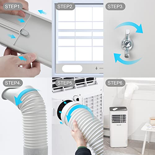 GUEQUITLEX Portable AC Window Vent Kit with 5.9” Exhaust Hose Window Seal Kit for Portable Air Conditioner, Adjustable Portable AC Windows Vent Kit for Sliding Horizontal and Vertical Window - Image 5