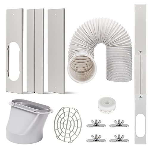 GUEQUITLEX Portable AC Window Vent Kit with 5.9” Exhaust Hose Window Seal Kit for Portable Air Conditioner, Adjustable Portable AC Windows Vent Kit for Sliding Horizontal and Vertical Window - Image 1