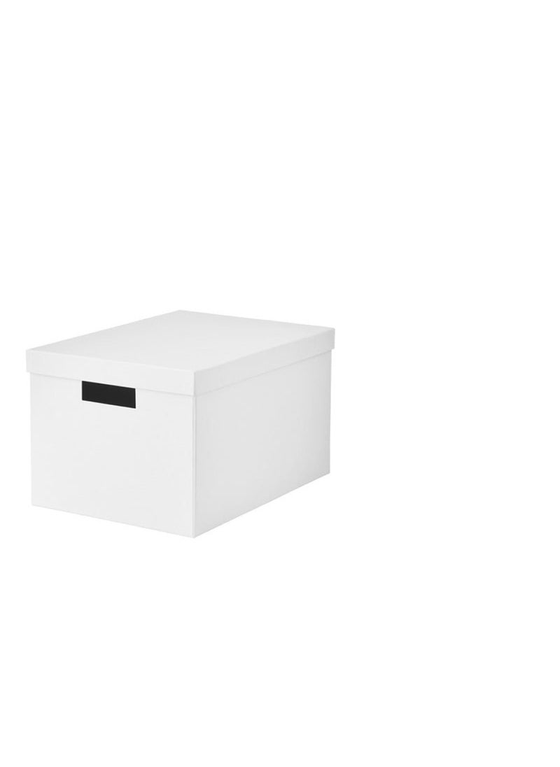 TJENA Storage box with lid, white, 25x35x20 cm 