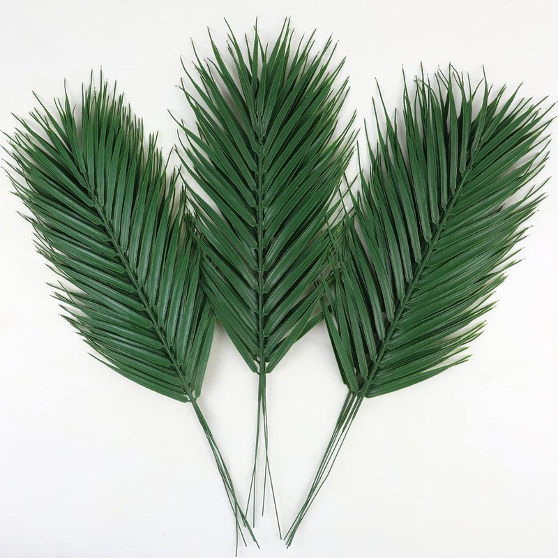 CCINEE Modern look 16 PCS Artificial Palm Leaves, Faux Large Palm Fronds Fake Tropical Plant Simulation Safari Leaves with Stems for Home Hawaiian Luau Party Jungle Beach Theme Party Decoration General compatible design - Image 1