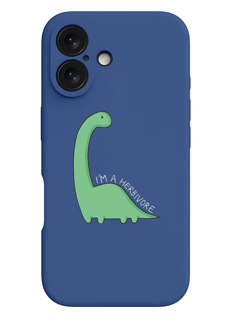 Theodor iPhone 16 Plus Blue Protective Slim Fit Case Liquid Silicone Cover with Full Body Protection Anti-Scratch Shockproof Case For iPhone - Dino - White - Image 1